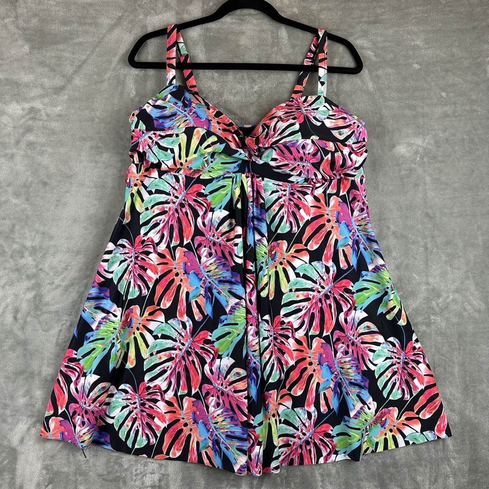 Nicole Miller Swimsuit Women's 2 Bright Floral Colorful Flyaway Swimdress NEW